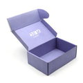 Purple Rectangle/Square Custom Printed Corrugated Cardboard Shipping Box for Socks and Fur Embossing Handling Folder Type