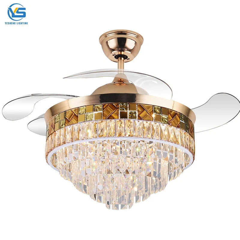Y109 Crystal Chandelier Fan with 42inch with Remote Control Ceiling Fans with Crystal Chandeliers