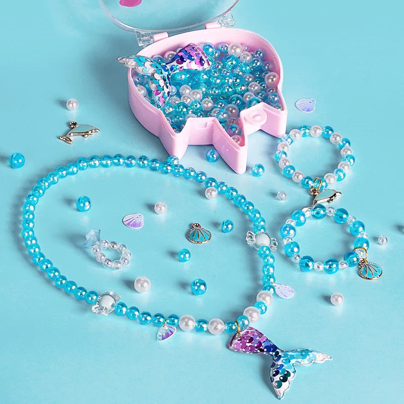100pcs Beads Mermaid Children Beaded Girl Beaded Handmade DIY Jewelry Making Supplies Necklace Bracelet Jewelry Gift Set