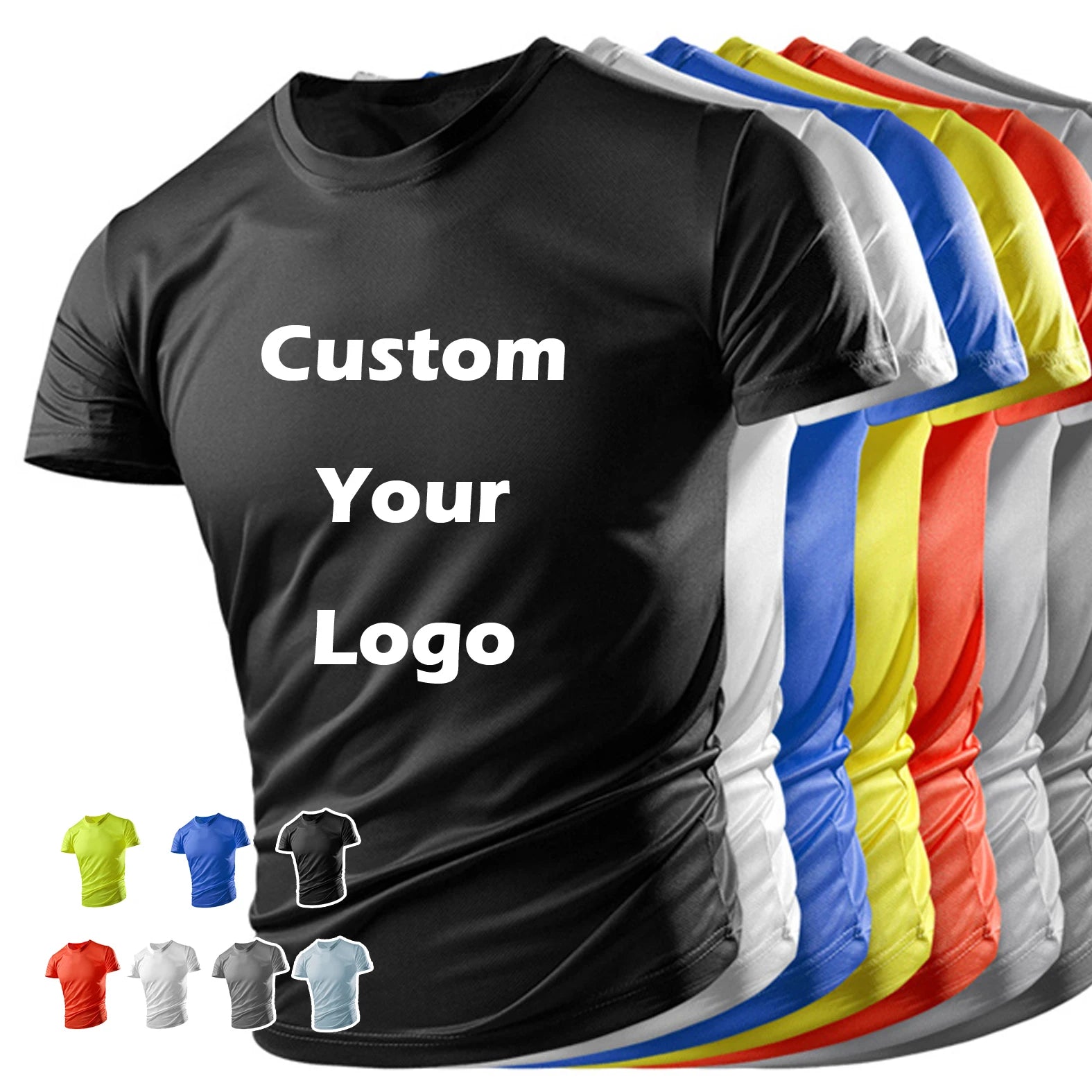 Plain Men's T-shirt Polyester Tee Quick Dry T-shirts Custom Sublimation Printing Logo Unisex Gym Sports T-shirts for Men