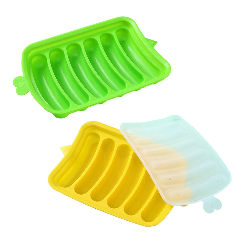 Kids Bpa Free 6 Cavity Non-stick Baking Tool for DIY Homemade Sausages Maker Hot Dogs Molds Silicone Sausage Mold