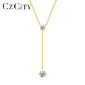 CZCITY Gold Plated Trending Girl Zircon 925 Summer Lady Chain Woman Simple Charm Silver Dainty Jewelry Necklace