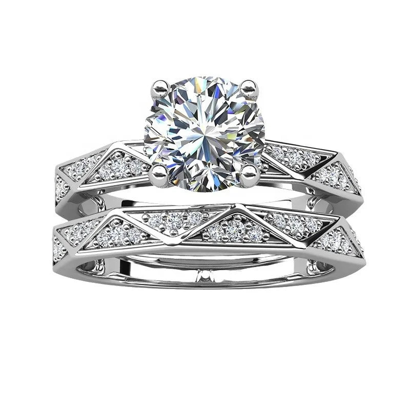 S925 Silver Moissanite Rings Set Two-Way Wearable Stackable Band Elegant Jewelry for Men and Women