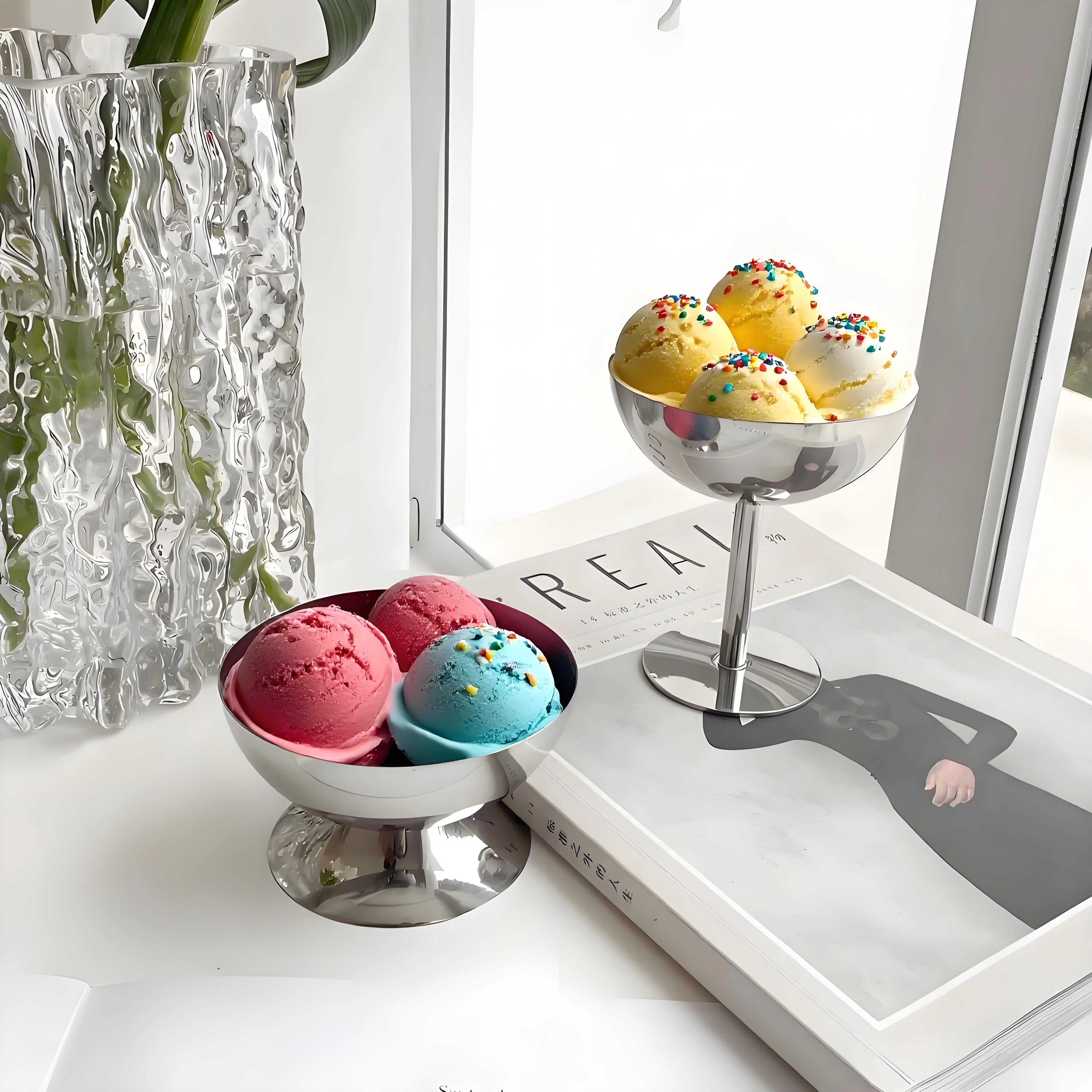 High End Stainless Steel Vintage Dessert Cup Lightweight Metal Cup for Pudding Ice Cream Tea Party Universal Ice Cream Cup