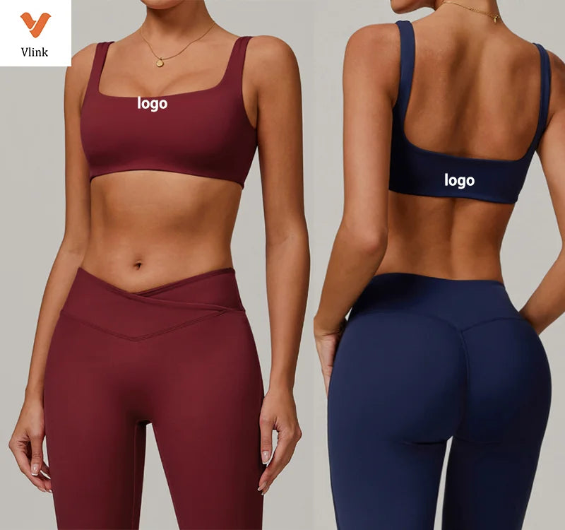 2025 Sports Fitness Yoga Hot Sexy Sports Bra Solid Pattern  Set  Set for Women Short Legged Yoga Outfit Elastic Waist Sports Bra