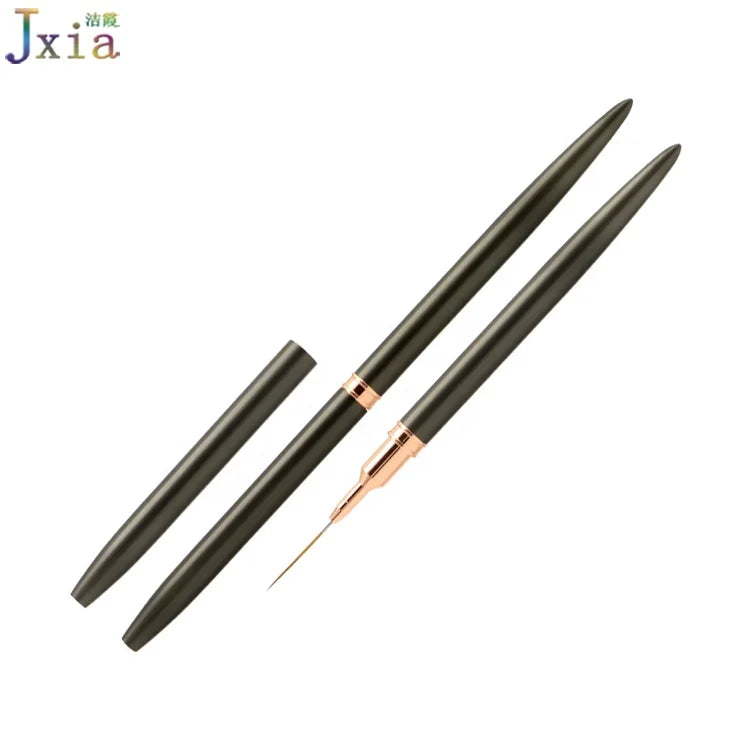 Jiexia Professional Nail Supplies Blackish Green Metal Handle Detail Fine Gel Liner Nail Art Brushes