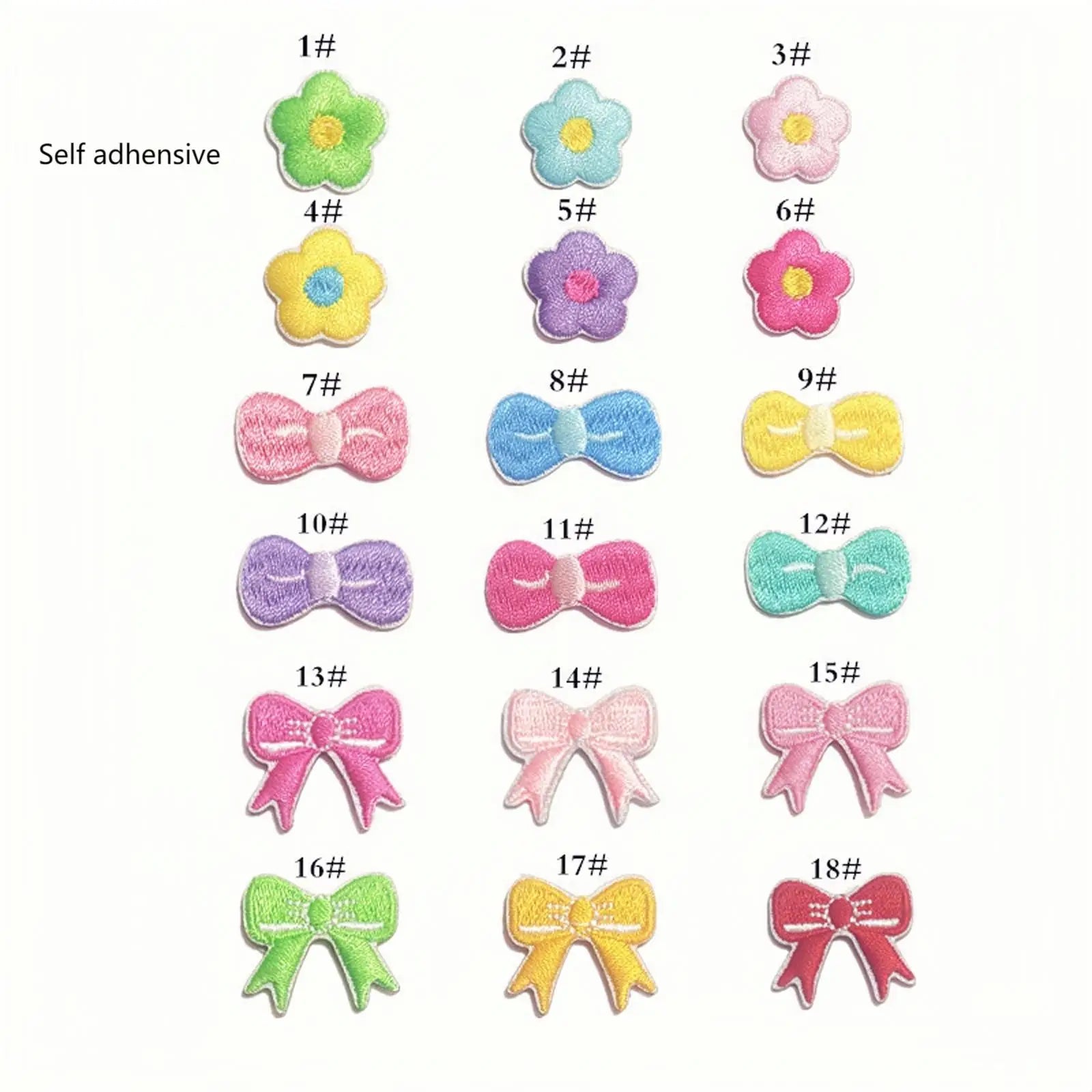 Iron-On Mini Cute Embroidery Colorful Flower Bowknot Eco-Friendly Fabric Patches for DIY Decoration