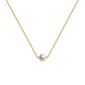 Lovely Bohemian Beach Ladies' 18K Gold Chain Necklace Stainless Steel Plated Single Pearl Weddings Jewelry
