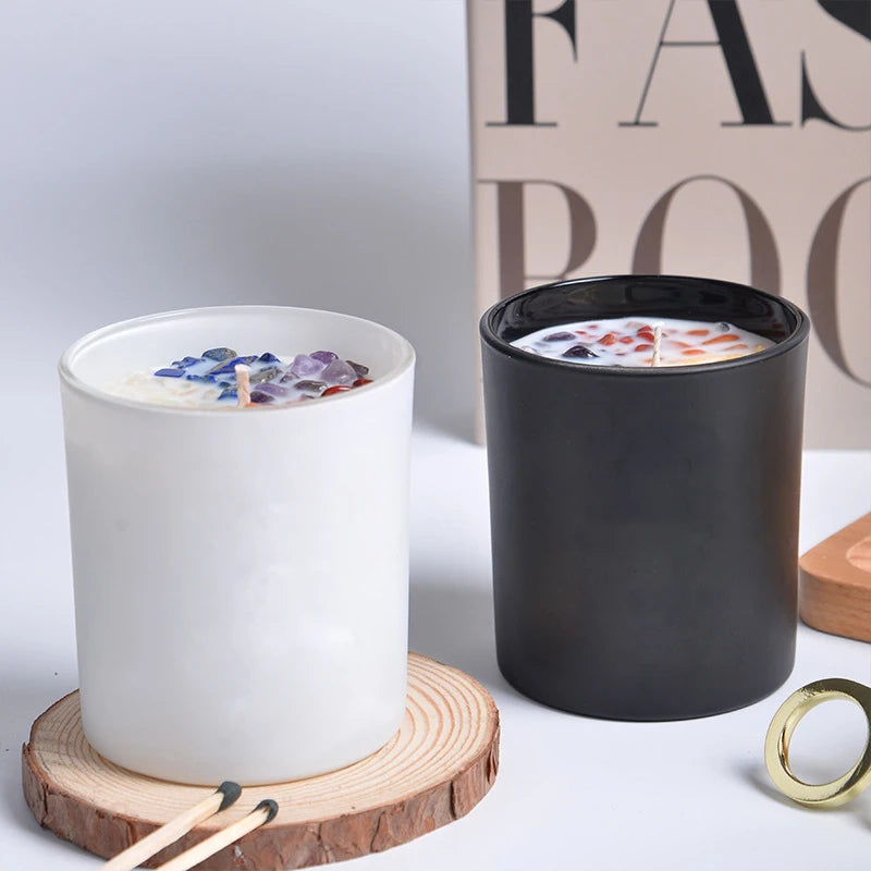 Low Moq Luxury Custom Candles Beautiful Soy Wax Private Label Scented Candles With Crystals Inside