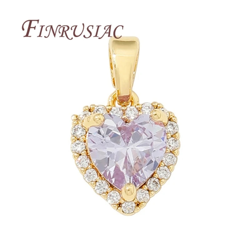 18K Real Gold Plated Heart Pendant Fancy Charms for Jewelry Crystal Pendants Necklace Supplies DIY Jewelry Findings Components