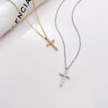 Fashion Simple Gold PVD Plated Stainless Steel  Inlaid Zircon Cross Pendant Necklace for Women