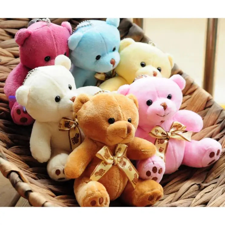 10cm Cute Soft Mini Toy Plush Teddy Bear Keychains Small Size Stuffed Soft Teddy Bears Valentine Stuffed Animals Plush Keychain