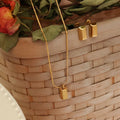 Trendy 18K Gold Plated Cubic Square Stud Earring Necklace Set Snake Bone Chain Stainless Steel Square Pendant Necklace