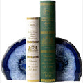 Teal Agate Bookends Geode Book Ends Heavy Duty Bookend Holder Home Decoration with Rubber Bumpers Small