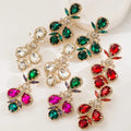 KAIMEI 2025 New Arrival Fashion Jewelry Water Droplet Shaped Inlaid Colored Glass Diamond Earrings Bridal Crystal Earrings