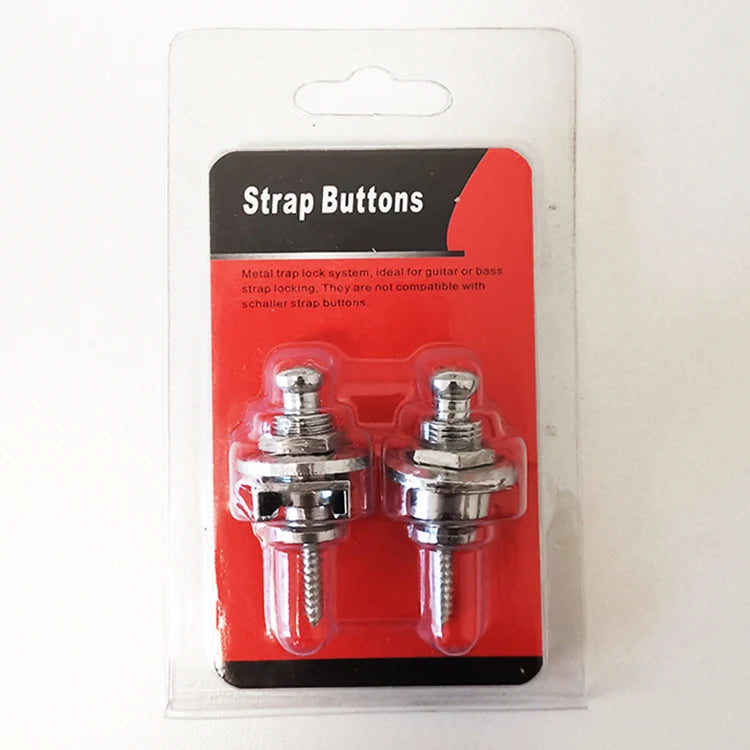 1 Pair Metal Security Strap Locking Buttons End Pins Guitar Strap Lock for Electric Acoustic Guitar Bass Ukulele
