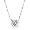 New Design Simple Trendy Classical Solitaire 7mm Round Cubic Zirconia Diamond Necklace Kolye