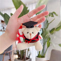 Plush Graduation Teddy Bear Keychain in Black Cap Stuffed Animal Toys Bear Graduation Party in Elementary High School College