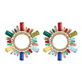 Fashion Creative Personality Simple Flash Earrings Alloy Diamond Rhinestone Sun Flower Earrings Women 2022