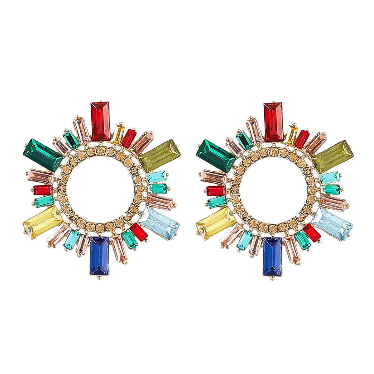 Fashion Creative Personality Simple Flash Earrings Alloy Diamond Rhinestone Sun Flower Earrings Women 2022