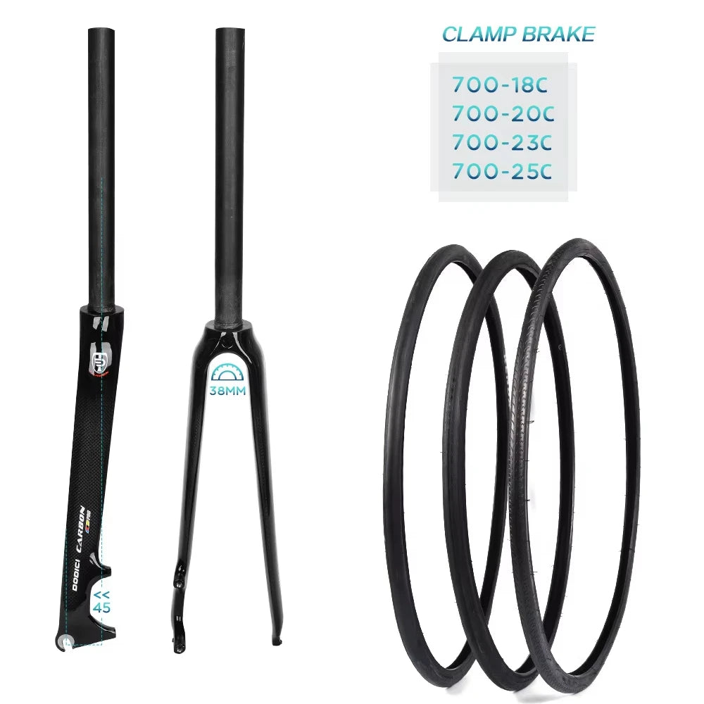 SeeMore Fixed Bicycle Bike Fork 700C 18/20/23/25C Straight/Tapered Quick Carbon Fiber Rigid Disc Brake Fork