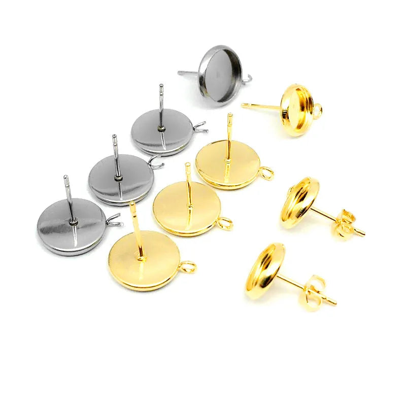 Diy Accessories Stainless Steel Jewelry Findings Gem Bottom Holder Welding Ear Stud Base Settings Earrings