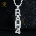 Unisex 925 Silver Moissanite Hiphop Initial Names & Number Tennis Chain Customizable Letter Pendant Charm