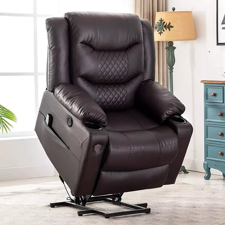 Mebon Modern Electric Lift Recliner Chair Genuine Leather Upholstery with Metal Frame Relaxing Living Room Furniture
