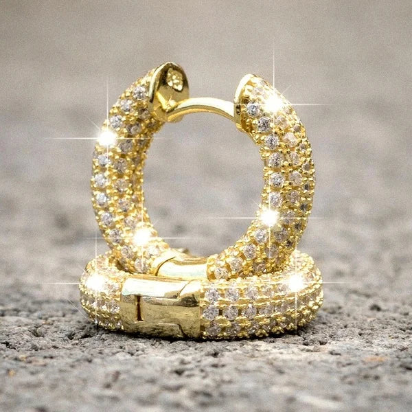 Huitan Unisex Luxury Cubic Zirconia Earring Fashion Jewelry Wholesale Fever Daily Sport Style Hoop Earrings for Men Women