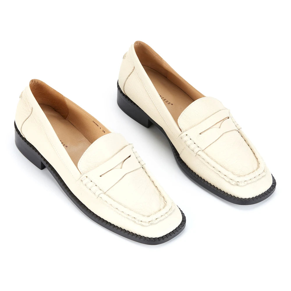 2024 Customizable Logo Women's Flats High Quality Top Layer Leather Slightly Waterproof Commuter Loafer Shoes Breathable Summer