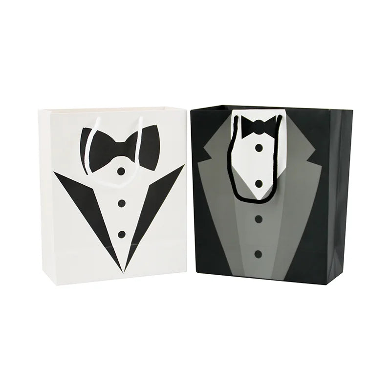 Bride and Groom Wedding Favor Bags with Handle for Bridal Party Bridesmaid Gift Wrap Bags for Proposals and Bridal Showers