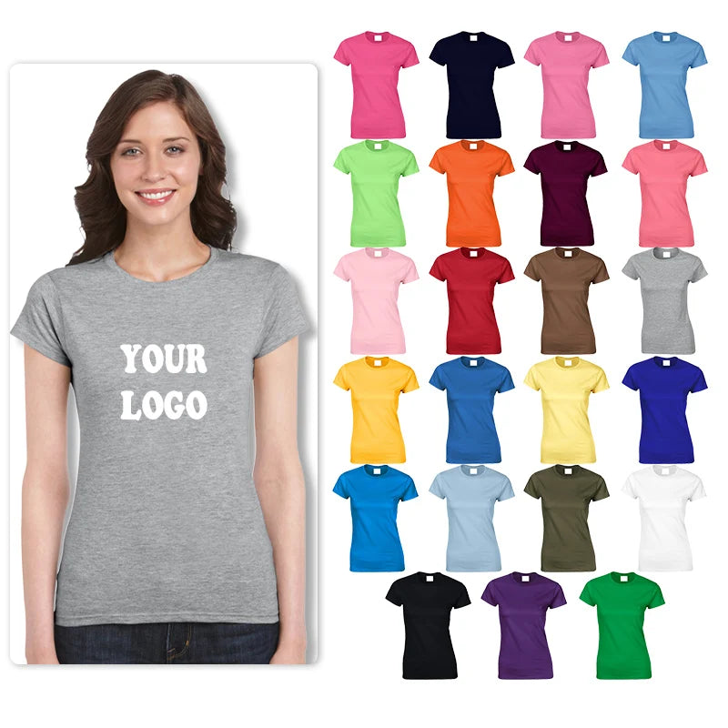 Women's USA Size T-shirts DIY Oversized Women Shirts Plus Size Custom Logo 100% Cotton O-Neck T-shirt for Women