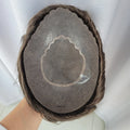 Black Natural Hairline Super Durable Mono&PU Around Breathable Base Human Hair Toupee for Men Replacement Prosthesi