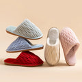 Pleated Cotton Slippers for Women New Autumn/Winter Indoor Winter Waterproof Fur-Lined Men's Slippers