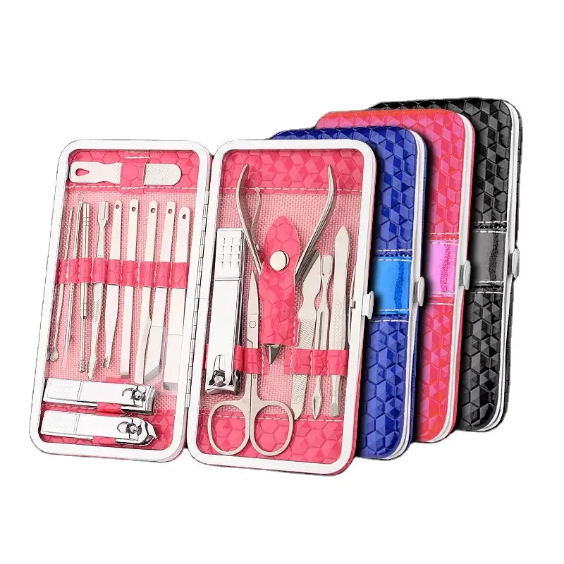 Hot Selling 18-Piece Portable Stainless Steel Manicure Pedicure Set High Quality Multi-functional Fingernail Trimmer Household