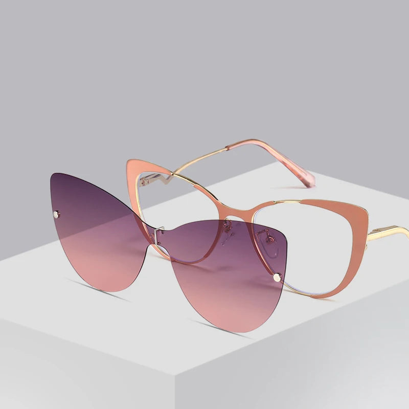 Trendy Eyeglasses for Women High End Dual Use Eye Magnetic Glasses for Men 2 in 1 Eyeglasses Women Cat Eye Reading Glasses