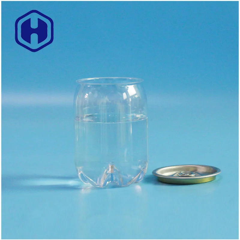 Transparent PET Custom Mini 230ml Empty Coffee Tea Energy Soft Drink Juice Soda Beverage Can Lids Leak Proof BPA Free Food Grade