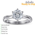 Wholesale Factory 925 Silver Moissanite Wedding Rings Jewelry Fine Six Claw Round Brilliant Cut VVS1 D Moissanite Rings for Girl