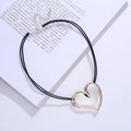 TongLing European Double Heart Short Necklace Heart Pendant Strand Choker Necklace for Lover Mom Gift