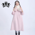 Winter Spring Autumn Cashmere Real Fox Fur Collar Trench Coat High Collar