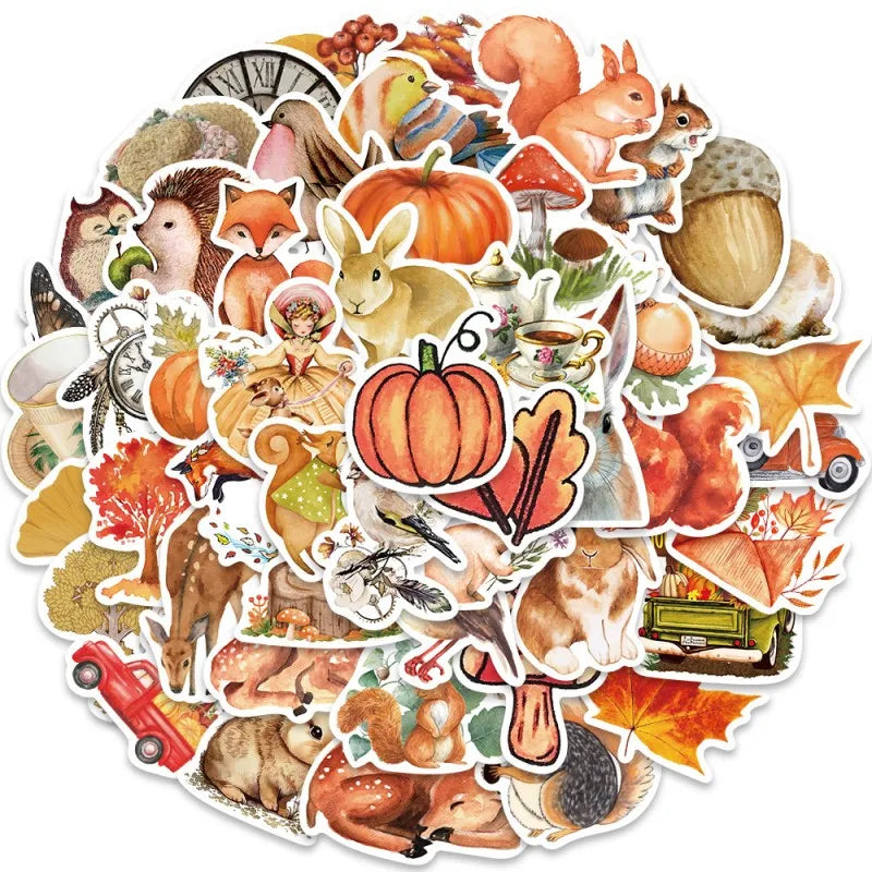 Hot Sale 50pcs Vinyl Waterproof Decals Cute Aesthetic Cartoon Animal Squirrel Stickers for Kids Journal Laptop Water Bottle