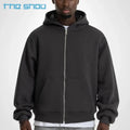 Wholesale Custom Heavy 500 Gsm Zip up Hoodies Double-Layer Oversized Pullover Hoodie Washed Fleece With Letter Pattern  Winter