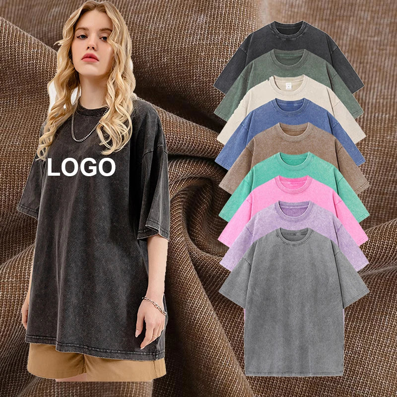 Heavy Weight Vintage Acid Washed Oevrsized T-shirts 230 GSM 100% Cotton Unisex Luxury Distressed Men T Shirts MegaBDM