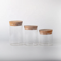 Customized Sets Storage Jars Glass Kitchen Food Spice Sugar Coffee With Wooden Cover Bamboo Lids Cork