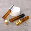 Custom Printing Logo 5ml Brown Small Perfume Atomizer Golden Silver Black Caps Thin Empty Perfume Glass Bottles