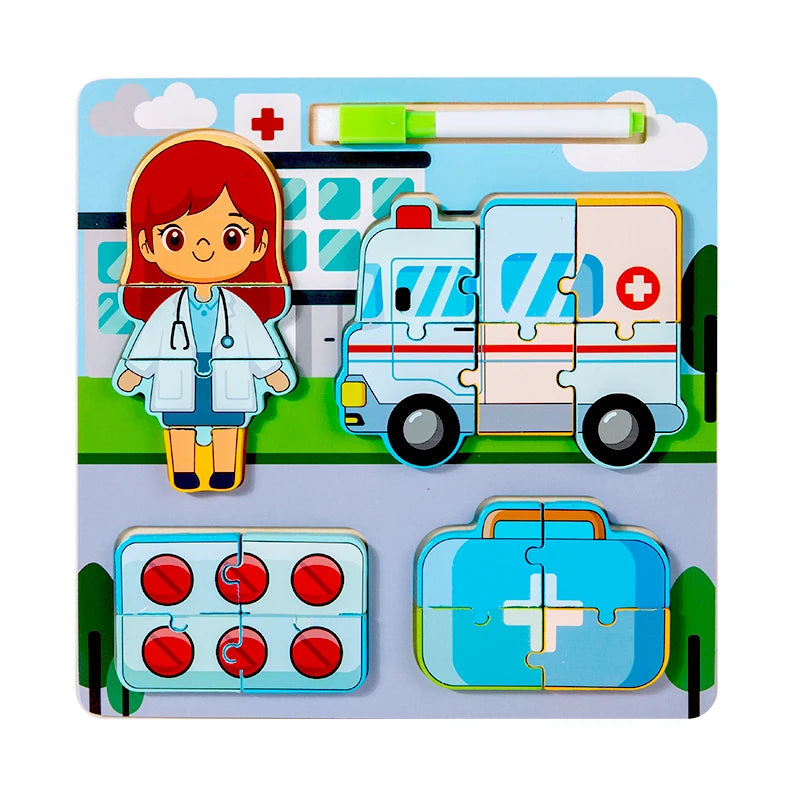 CE CPC Educational Toy Drawing Board Puzzle Educational Toy Drawing Toys Factory Wholesale Wooden Drawing Board
