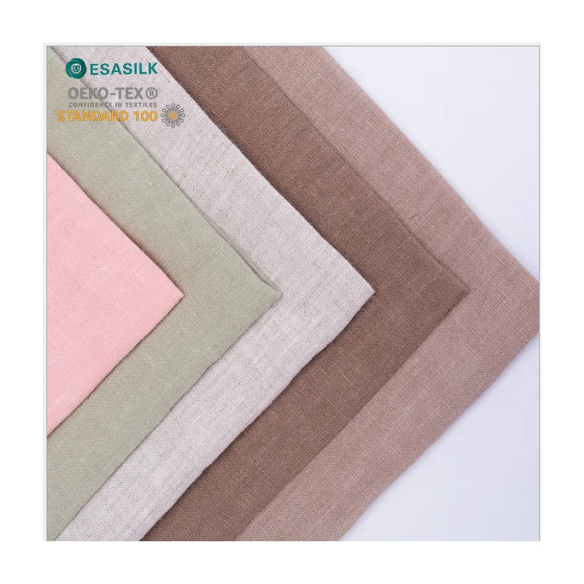 Stock 100% Linen Fabric Breathable Medium Weight Soft Plain Dyed Stone Washed Suit Wholesale Clothing Cars Bags Bedding Home