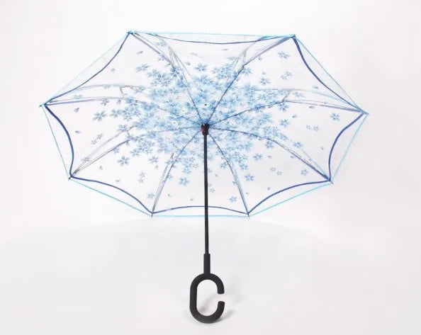 Reverse Inverted Umbrella Market Rain Umbrella Transparent Reversed Printed Transparent Umbrella