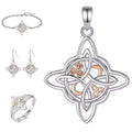 Merryshine Women's Stylish 925 Sterling Silver Nudo De Bruja Wicca Knot Jewelry Set Rose Gold Plated Fashionable Accessories