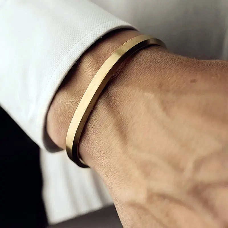 Fashion Jewelry Fashion Stainless Steel Non Tarnish Gold Filled Bangles Custom 18k Gold Plated Cuff Men Bracelet Bangle